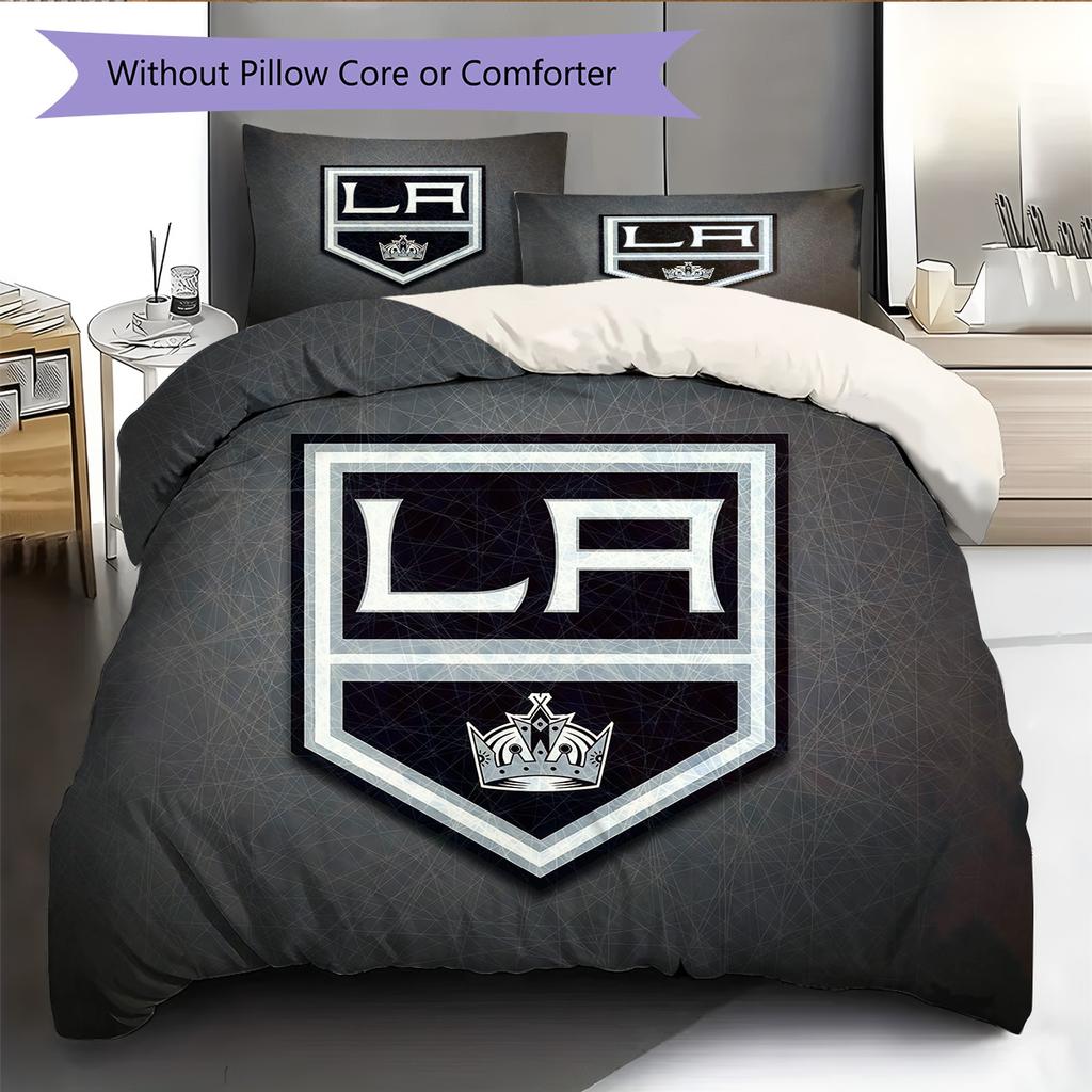 Los Angeles Kings Pattern Bedding Quilt Set Home Decoration Gift (1 * duvet cover + 2 * pillowcase without core).xwn