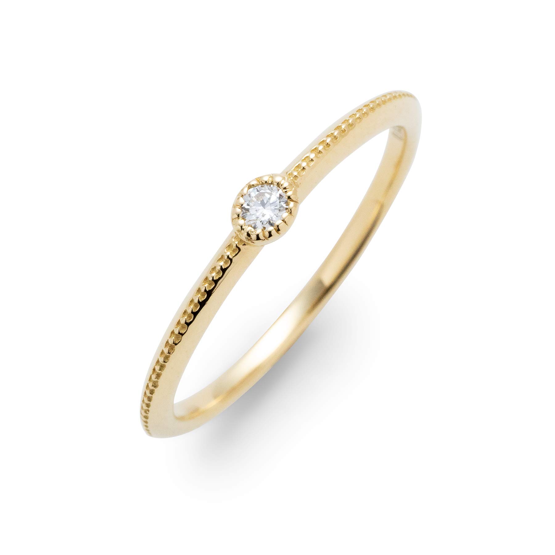 

LEGAN Yellow Gold Ring Size 11 Diamond Ring Milgrain Simple Slim K18YG Made in Japan Women s