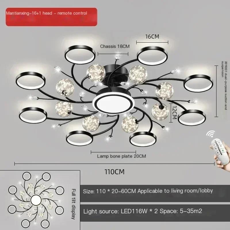 Modern Black Ceiling Chandeliers For Living Room Hall Ceiling Light Fixture Romantic Starry Gold Creative Ceiling Lamp Bedroom