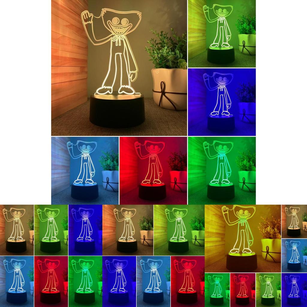 Unique Poppy Playtime Huggy Wuggy Night Light 3d Led Lamp With 7 Colors For Home Decor
