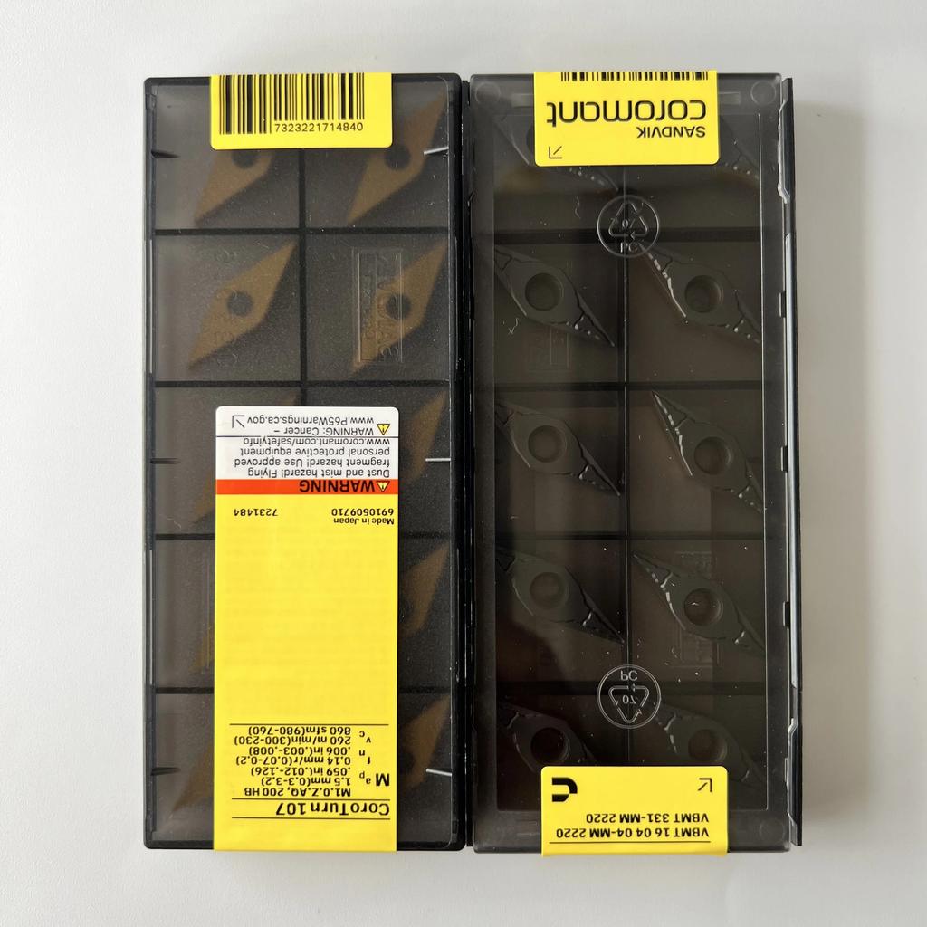 Sandvik / VBMT160404-MM 2220 / Industrial Indexable Carbide Inserts 10 Pcs