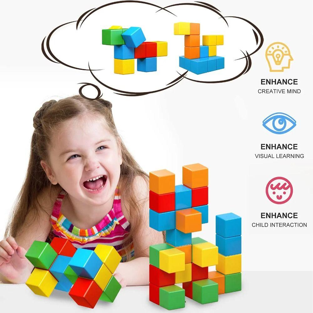 Learning Sensory Magnetic Cube Plastic Puzzle Building Blocks Cube Building Toys Magnetic Kids Toy