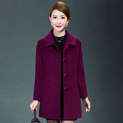 Mother's Plus Size Woolen Coat Middle-aged Elderly Women's Lapel  Thickened Top