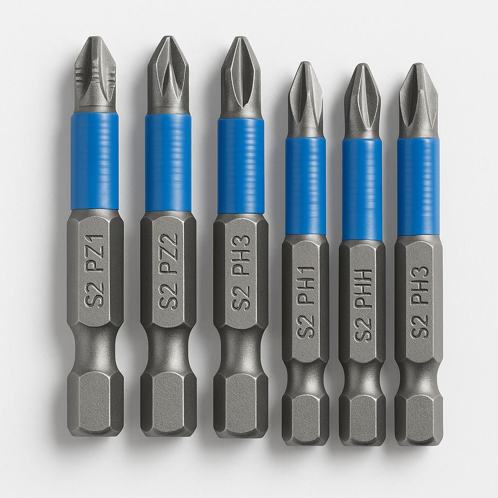 Blue S2 Steel Non-slip Magnetic Phillips Hex Bit Set