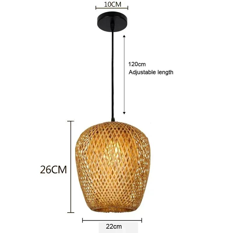 Nordic Rattan Pendant Light Bamboo Lamp Kitchen Suspension Home Bamboo Hanging Lampshade Dining Living Room Indoor Fixtures