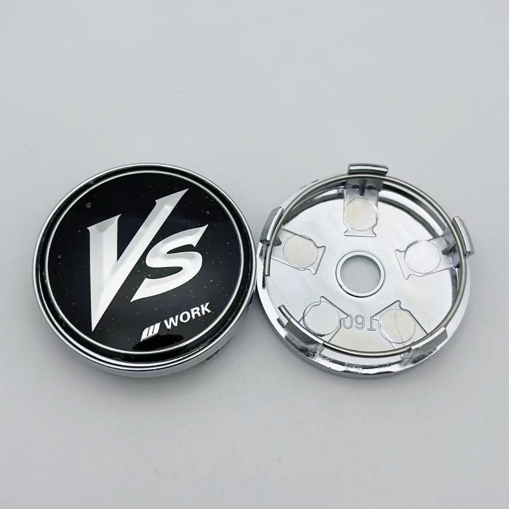 4pcs 60MM ( 56MM I.D ) VS W Work Logo Emblem Badge Car Wheel Center Caps Auto Rim Dust Cover Wheel Hub Hubcaps Car Accessories