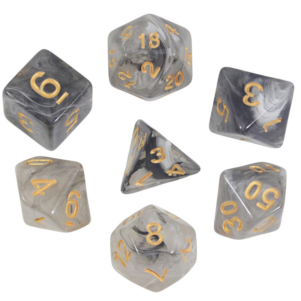 DND Dice Set with Mixed Color Fog Effect, 7pcs Polyhedral Dice for Board Games, DND TRPG Gaming Accessories, Perfect for Role-Playing Games