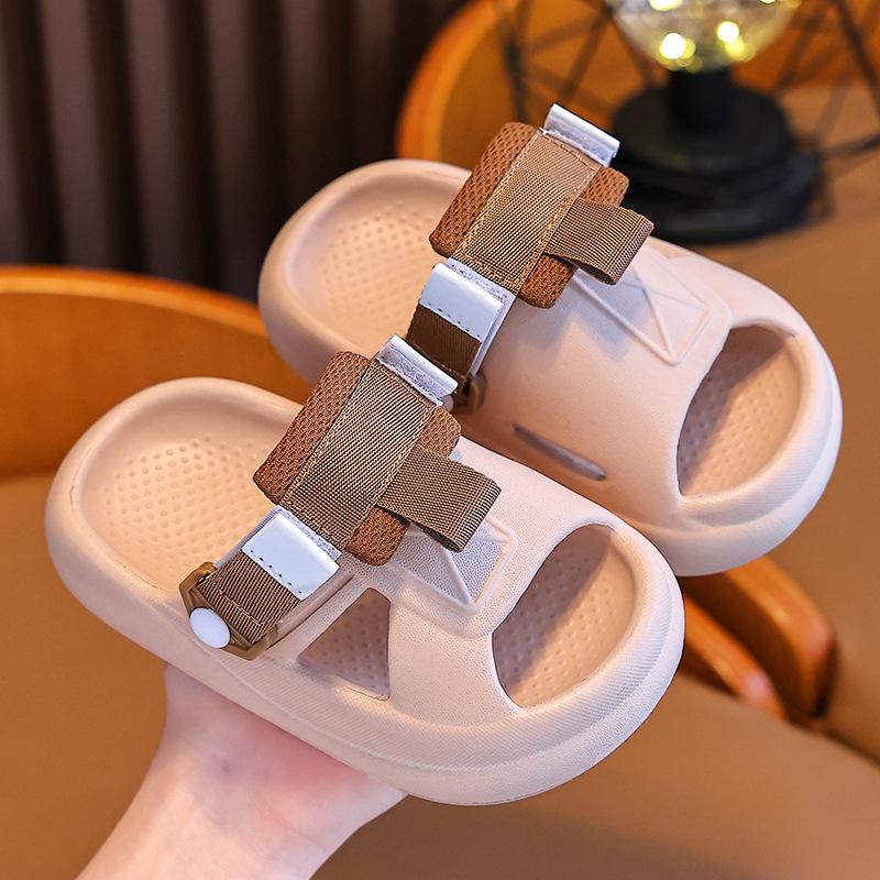 

Summer Sandals New Fashion Versatile Slippers Comfort Anti Slip Waterproof Kid Shoe Outdoor Breathable Beach Boy Shoe Flip Flops insole14cm коричневый