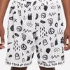 Nike Reversible Contrast Trim Logo Drawstring Mesh Breathable Sports Shorts for Kids Kids Bottoms Black White DR6973-010