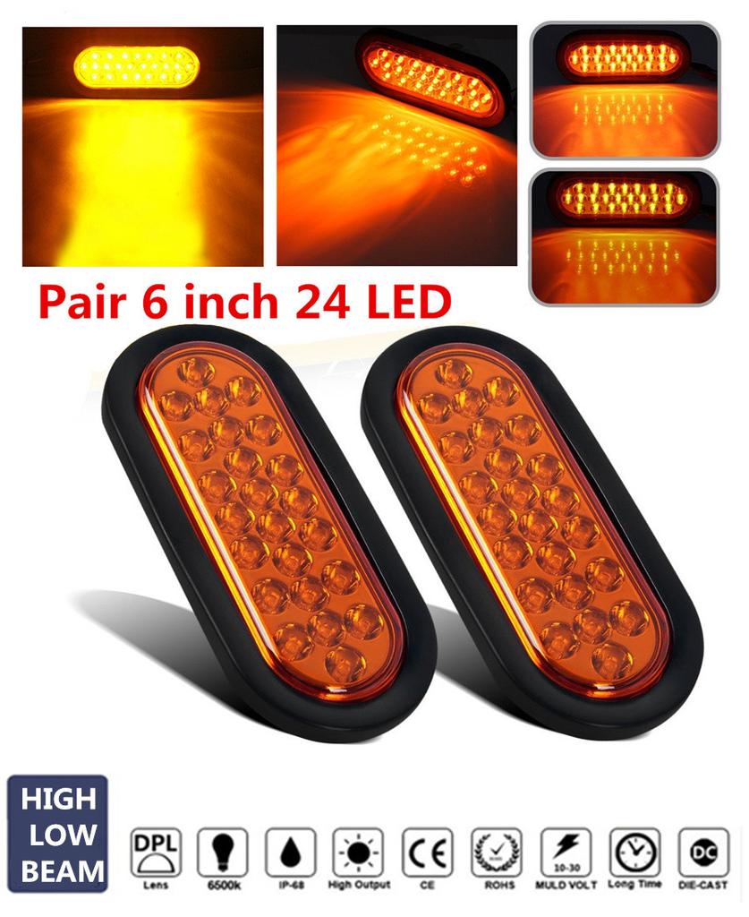 Universal 2x Oval Brake Stop Tail Fog DRL Turn Sealed Marker Lights Flush Mount