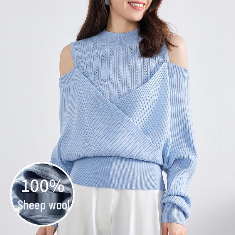 

Sinuofude Women s Mock Neck Faux Two-Piece Knit Top S