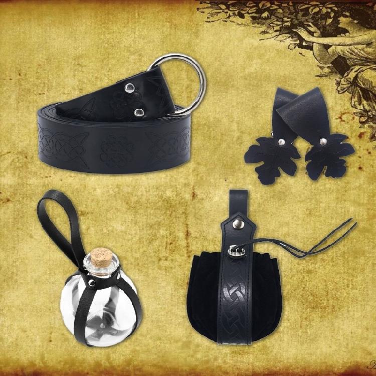 1 Set Medieval Renaissance Costume Set Belt Potion Bottle Mug Holder Skirt Hikes Halloween Renaissance Accessories