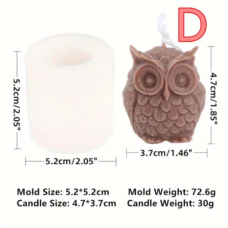 3D Owl Shape Candle Silicone Molds Making Resin Aromatherapy Candles Handmade Wax Soap Home Decor Craft