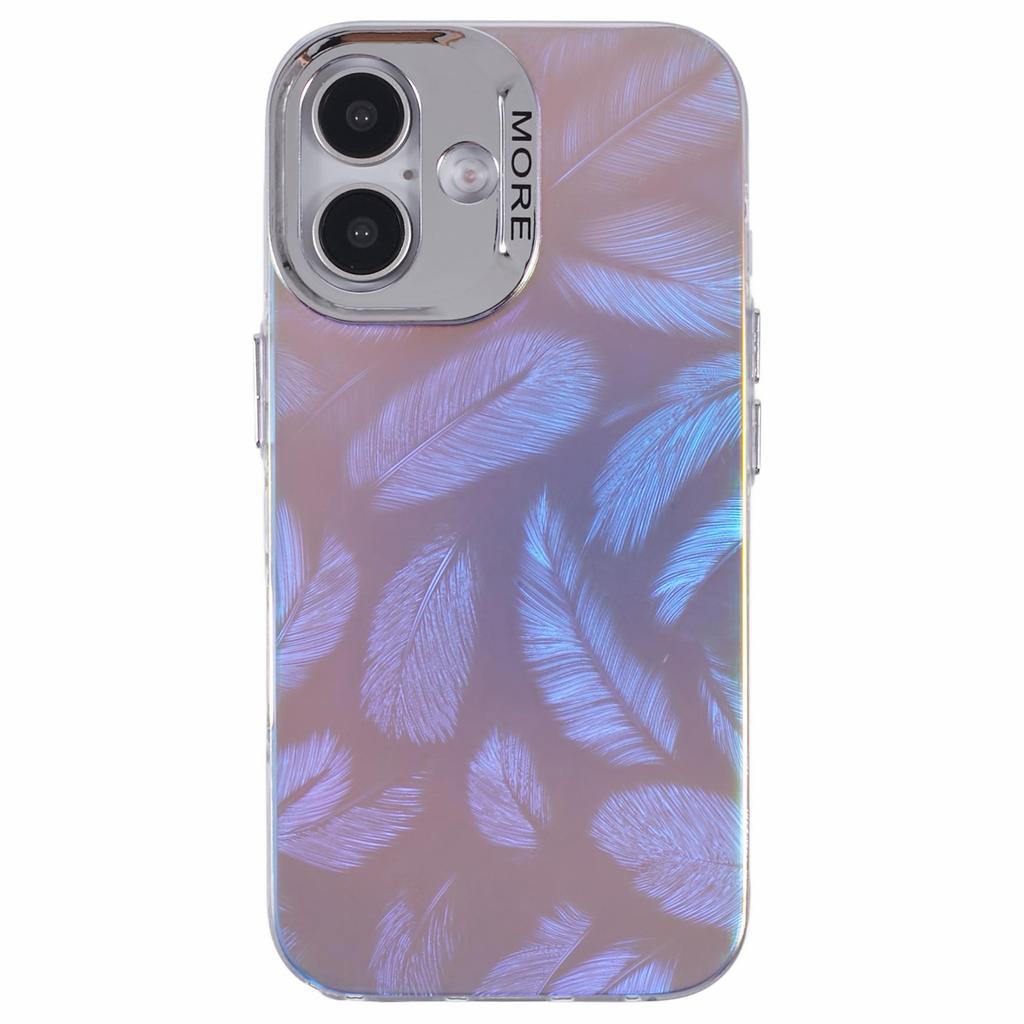 For iPhone 16 Case Silicone+PC IMD Laser Texture Matte Phone Cover