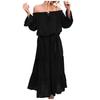 Women's Sexy Off Shoulder Lace-Up Long Sleeve Dress Midi Dress