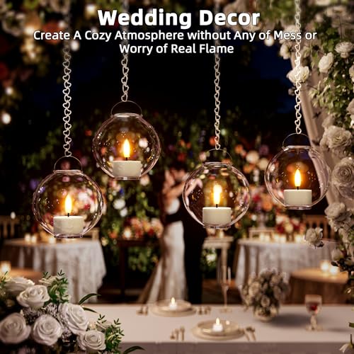 12-Piece Plug-in Remote-Controlled Timer-Adjustable Simulation Flickering Tea Lights White