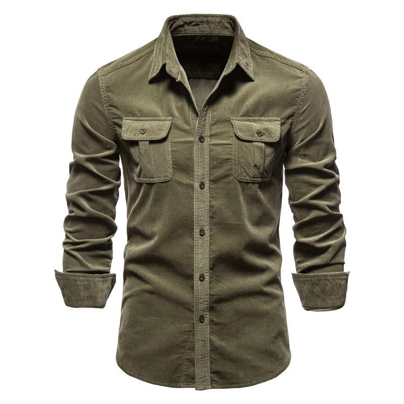 Herren Herbst Baumwolle Basic Japanischer Cord Herren Businesshemd Schlankes Freizeithemd Herren Neue Langarmjacke
