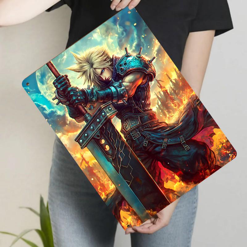 

Final Fantasy VII Cloud Strife Metal Tin Sign Game Peripheral Decorative Painting Living Room Bedroom Wall Art Hanging Ornament 20x30cm（7.8x11.8inch）