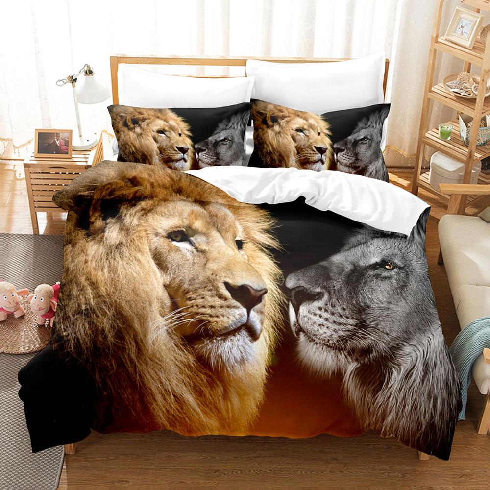 Animal Lion Bedding Sets 3D Tropical Printed Exquisite Bed Supplies Set Duvet Cover Bedding Set No Filler Birthday Gift For Boys