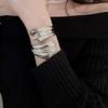 Metal Irregular Wide Bracelet Ribbon Shaped Retro Hand Ring Zinc Zinc Alloy Wide Opening Bangle  Gift