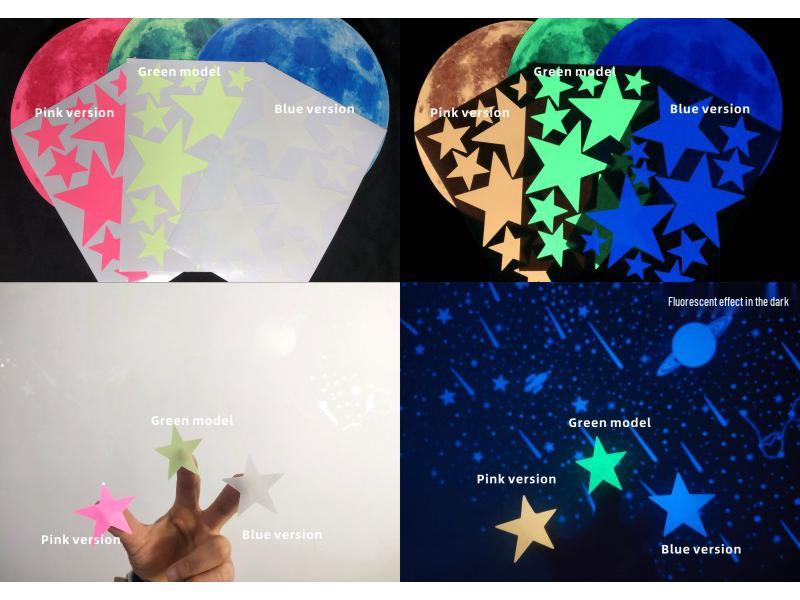 893-Piece Luminous Moon, Unicorn, Stars & Dots Fluorescent Wall Stickers for Children's Bedroom