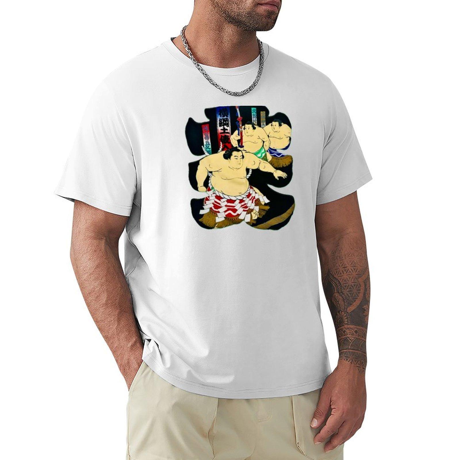 Сумо Винтажная Футболка аниме одежда футболки графическая футболка индивидуальная футболка мужские винтажные футболки S