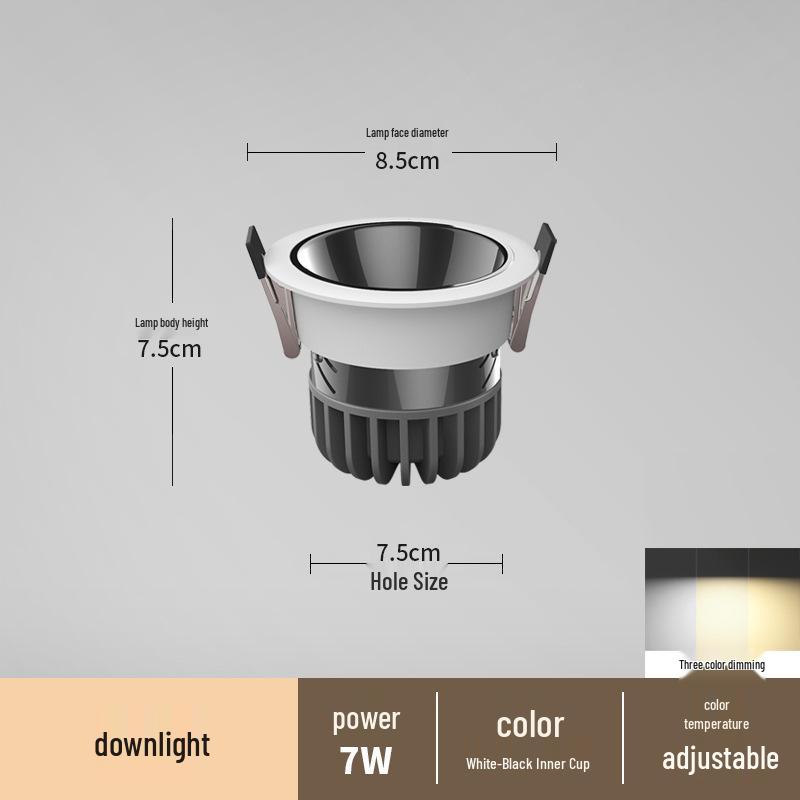Spot încastrat fără ramă anti-orbire pentru sufragerii și holuri