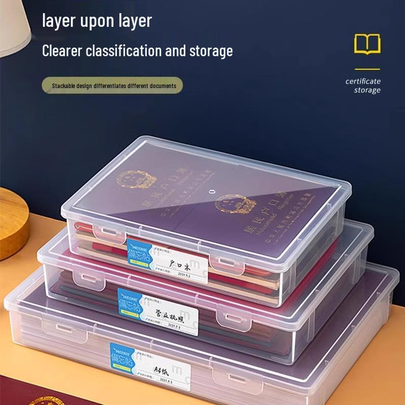 A4 Dustproof Document Storage Box for Important Certificates and Files