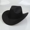 Women Men Western Cowboy Hat, Wide Curved Brim Felt Cowgirl Hat, Vintage Jazz Riding Hat, Removable Hat Belt, Head Circumference 56‑58cm