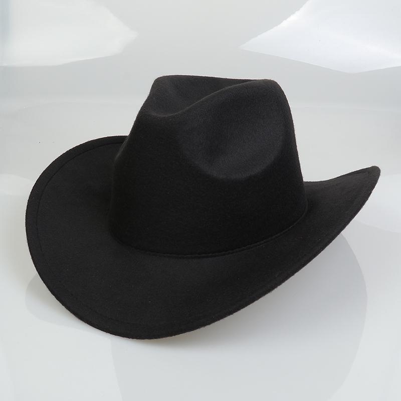 Women Men Western Cowboy Hat, Wide Curved Brim Felt Cowgirl Hat, Vintage Jazz Riding Hat, Removable Hat Belt, Head Circumference 56‑58cm