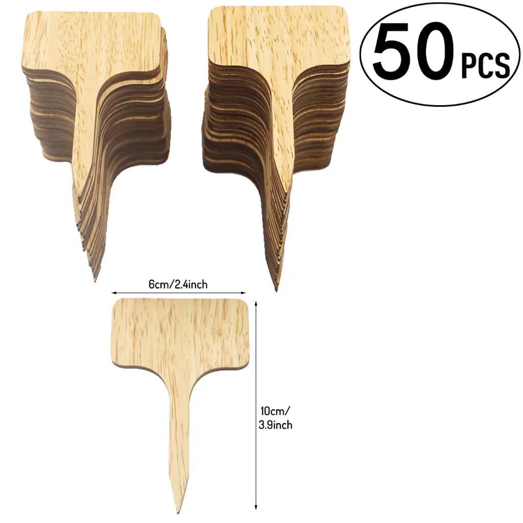 

T-Type Деревянные этикетки для растений Экологичные садовые бамбуковые бирки для семян Горшечные травы Цветы Овощи Водонепроницаемые знаки 2024 50pcs&-