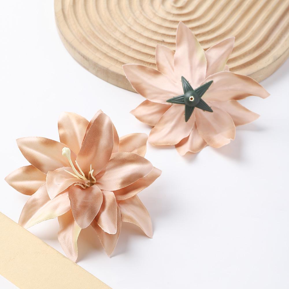 5/10Pcs Lily Artificial Flower Heads Hawaiian Silk Flower for Home Decoration Beach Holiday Wedding Girl Hair Accessories Decor