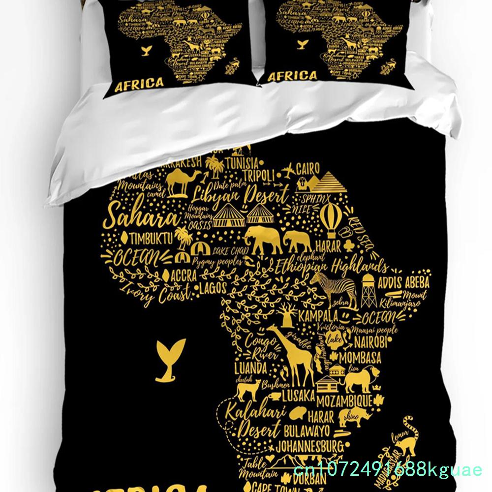 Africa Silhouette Elephant Giraffe Duvet Cover 3pcs Bedding Set Home Textile Quilt Cover Pillowcases Room Bedding Set No Sheet