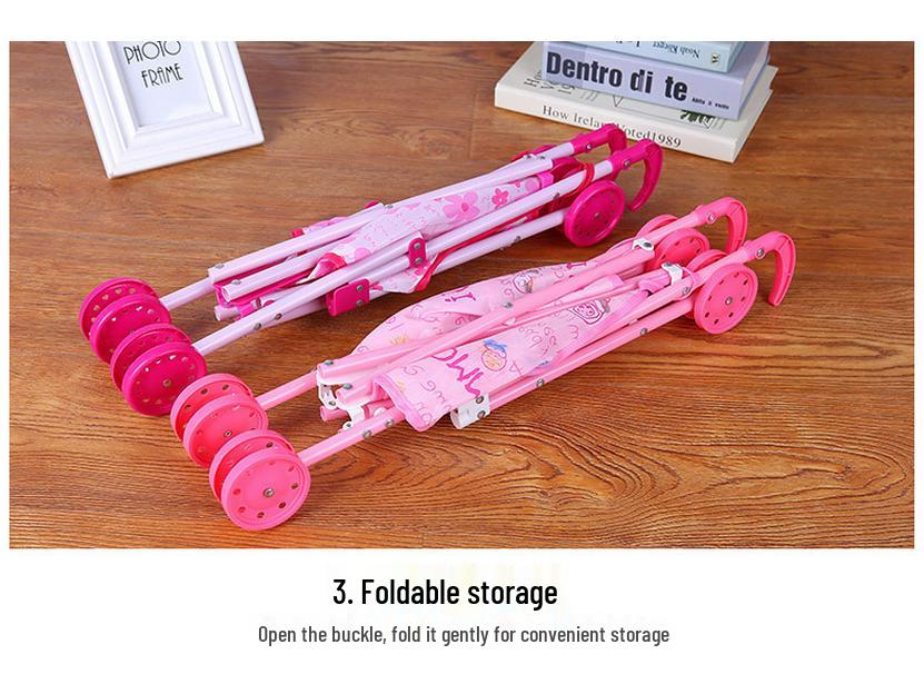 Kids' Pretend Play Folding Stroller and Baby Walker for Girls