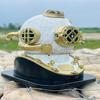 45.72 cm White Diving Helmet Mark V US Navy Diving Divers Helmet with Wooden Base Nautical Maritime Decor Best Gift