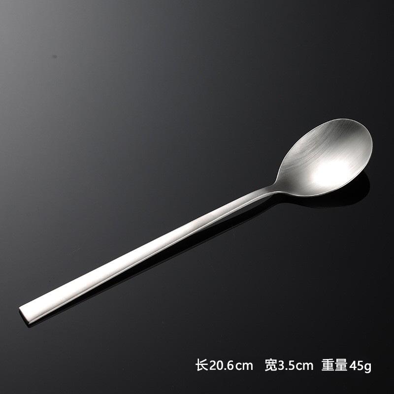304 Stainless Steel Korean Square Handle Western Tableware Knives, Forks and Spoons Hotel Wide Barbecue Shop Spoon Matte Sand