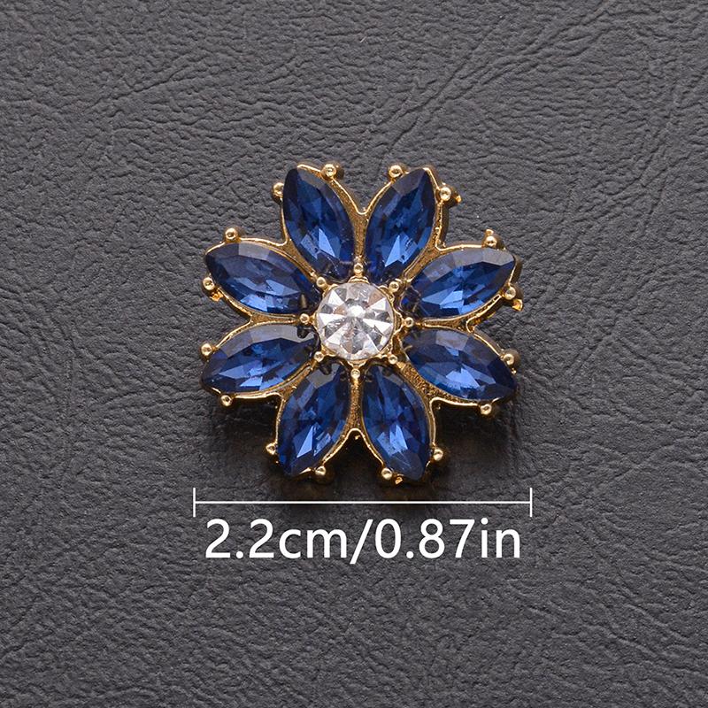 New 5Pcs Luxury And Beautiful Flower Inlaid Rhinestone Metal Buttons Clothing Gift Boxes Scarves Hats DIY Decorative Accessories