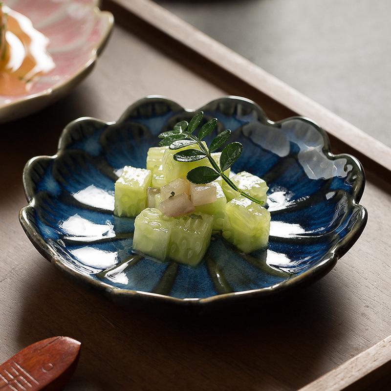 Japanese Ceramic Spoon Holder Household Soup Spoon Holder Retro Dipping Saucer Kiln Change Ceramic Flavor Plate Kitchen Storage Dish Rack Spoon Holder
