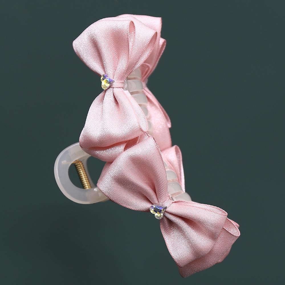 Silk Gauze Crystal Bow Hair Claw Clip