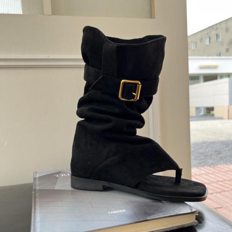 

Sheepskin spring and summer new toe flip-flops cool boots pants hot girls western pile cowboy boots sandals women s tide 40