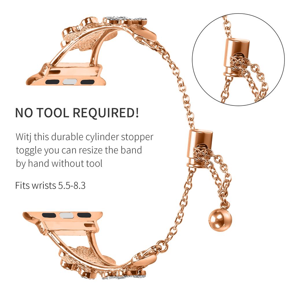 Metal Band Heart Clover Decor For Apple Watch Series 10 9 8 7 SE 6 5 4 3 2 1 42mm 41mm 40mm 38mm Watch Bracelet