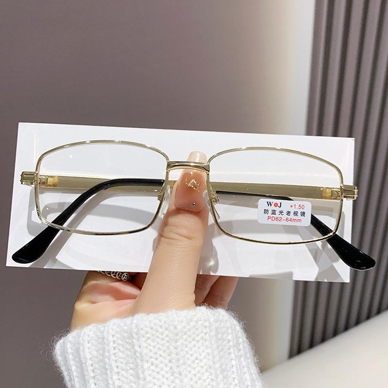 Fashionable Metal-Frame Anti-Blue Light Presbyopia Glasses Unisex High-Definition Ultra-Light Reading Eyewear +1.0 To +4.0