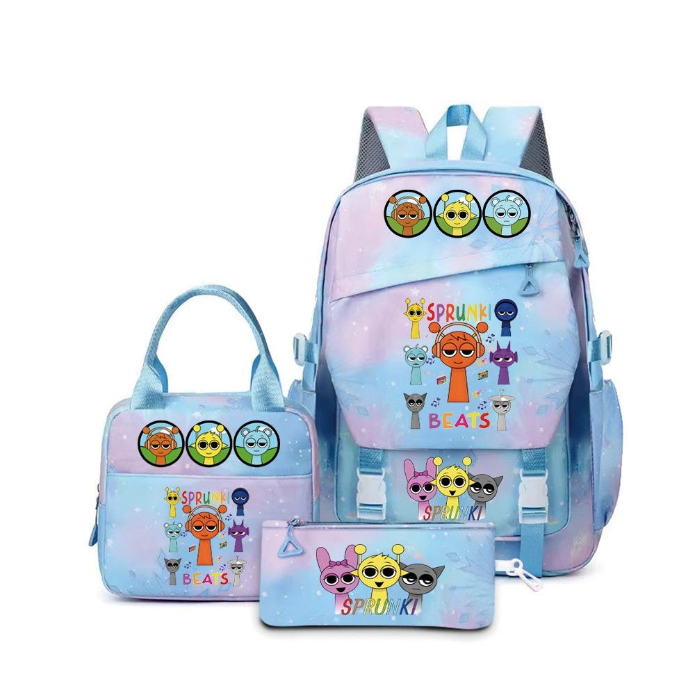 New rhythm box music game schoolbag backpack pencil bag three-piece set student heat transfer backpack