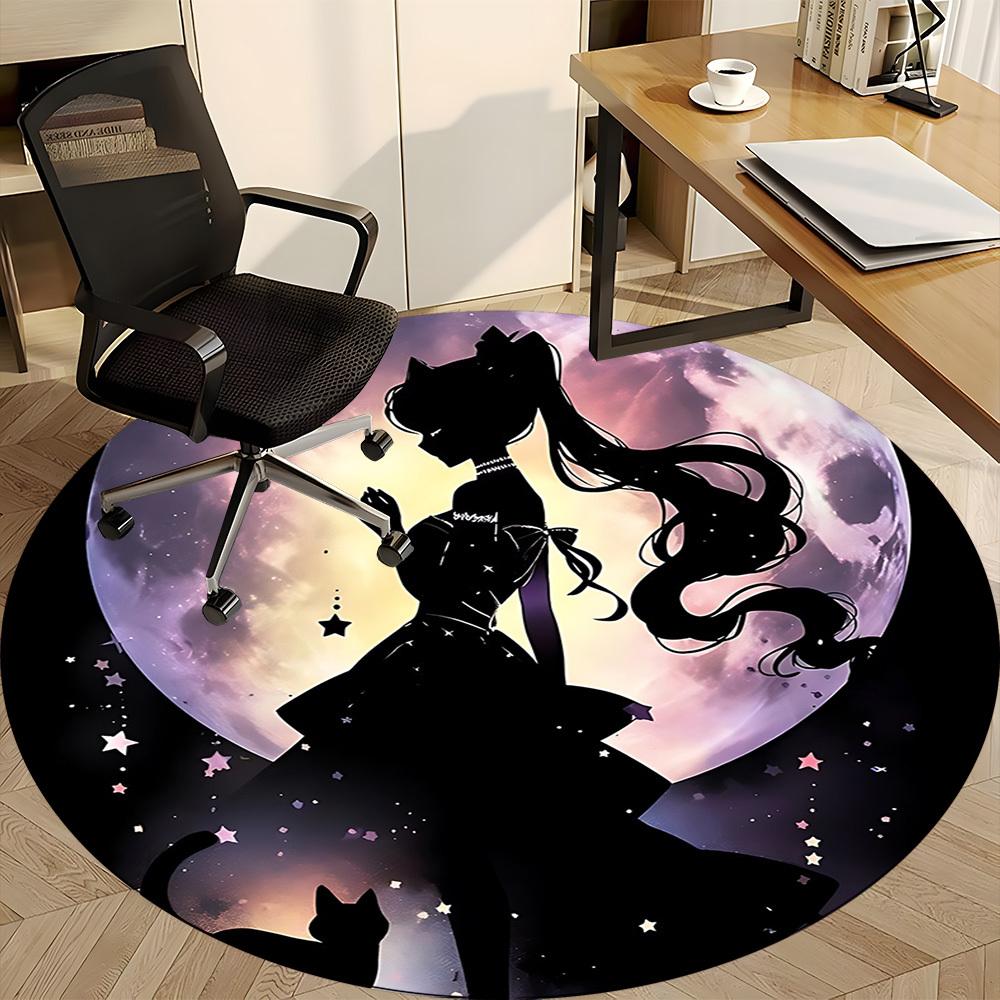 1pc Sailor Moon Office Round Area Rug, Under Office Chairs Bedroom Living Room Home Decor a0926166