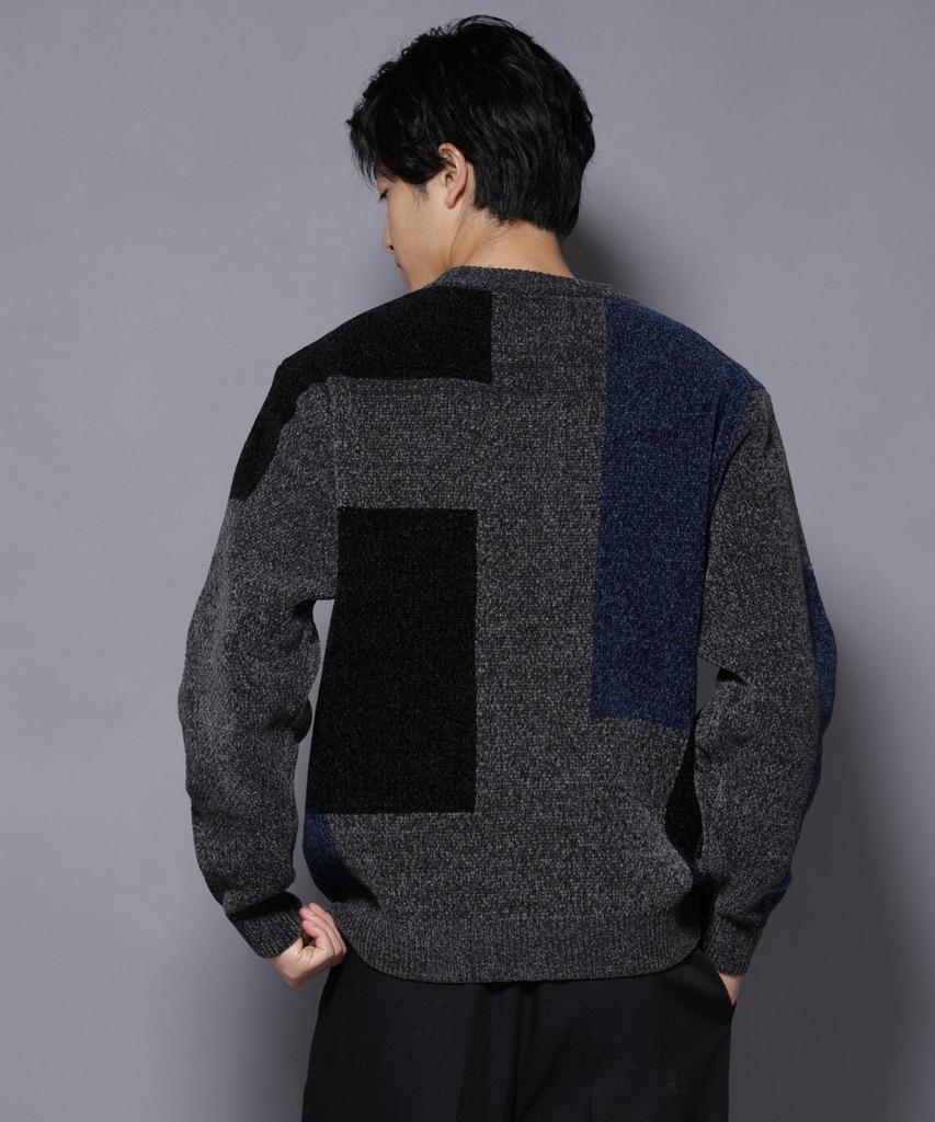 Nano Universe Mohair Blocking Size M Men's Knit, 010, Black, 672-5222226