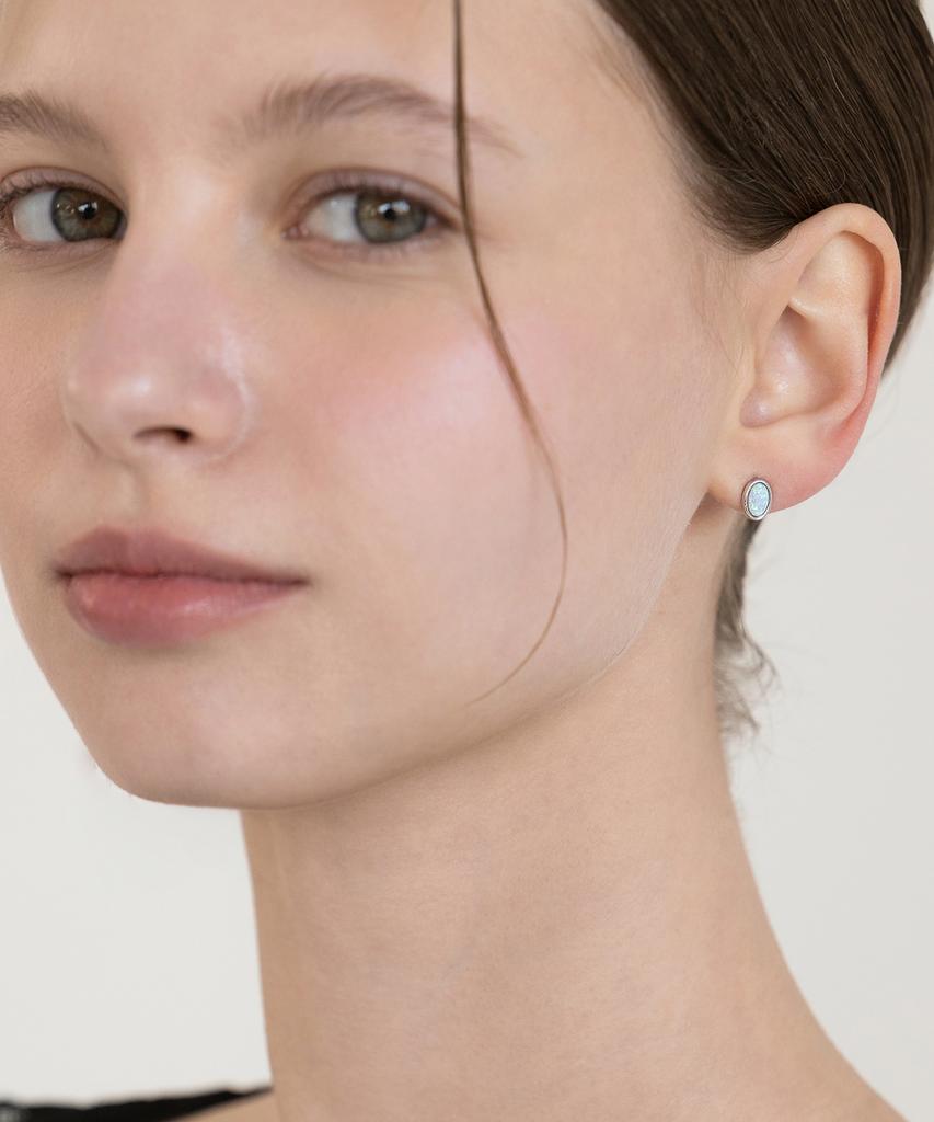 Tatiana (Silver 925) Oval Gem Earrings Ec3267
