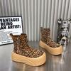 Fashion Platform Women Leopard Ankle Boots Suede Flats Fashion Shoes Woman 2025 Trend Winter Casual Sneakers Cozy Mujer Snow Botas Goth