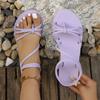 Scarpe da Donna, Comode, Eleganti, Semplici, alla Moda, Trama Sottile, Fasce Incrociate, Punta Aperta, Sandali Bassi