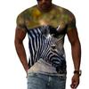 Summer Fashion Animal Zebra Pattern Men's T-shirt Casual Print Hip Hop Harajuku Personality T-shirt Round Neck Short Sleeve Top