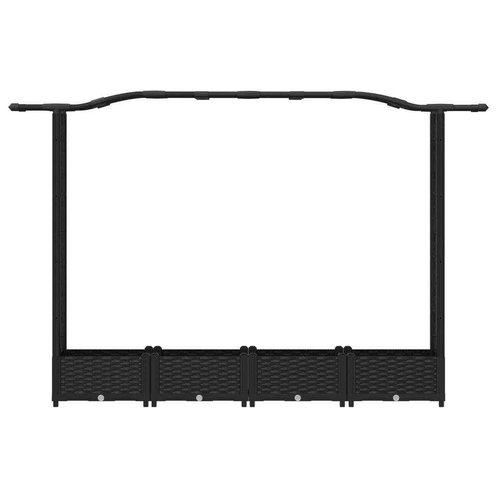 Elevated Planter with Trellis and Hanging Roof Black 207 X 40 X 126 Cm PP